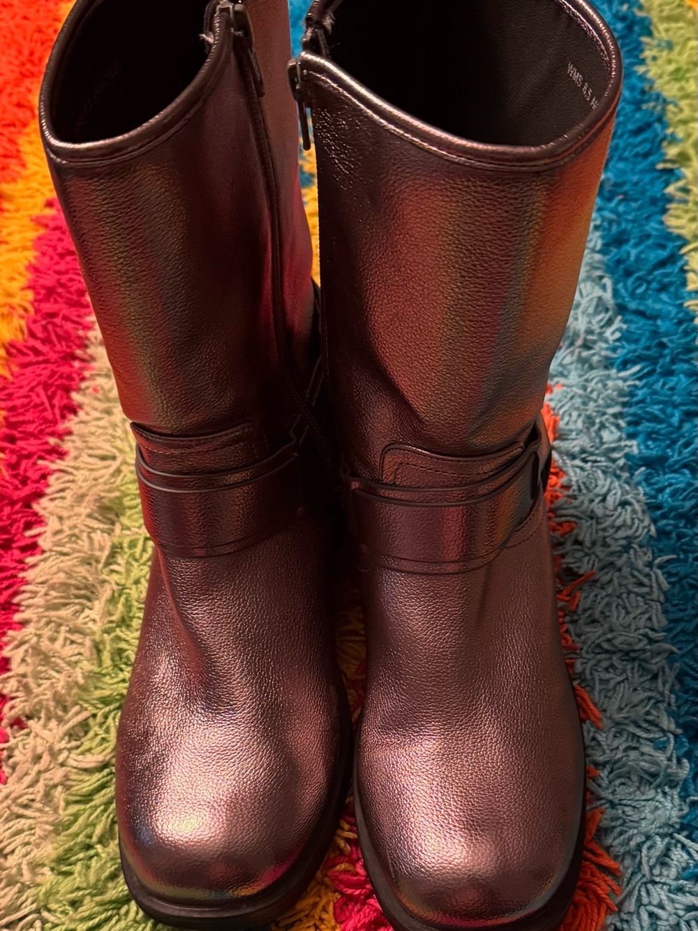 Dolce Vita Metallic Black Mid-Calf Heeled Boots